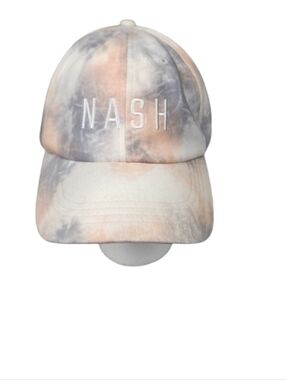 Nash Pastel Tie-Dye Cap in Peach & Grayish Blue Embroidered